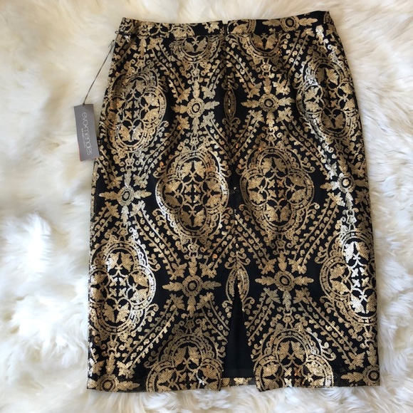 Eva Mendes Black/Gold Sequin Skirt - Picture 3 of 4